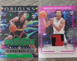 2025-26 Kingston Flemings Panini Origins Originals Green Rookie /5 +
2025-26 Kingston Flemings Panini Origins Memorabilia 2 Color Patch Rookie /25