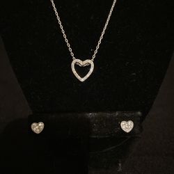 I Am Brand - Beautiful Necklace w/ Heart Shaped Pendant And Earrings To Match Heart Shaped Studs