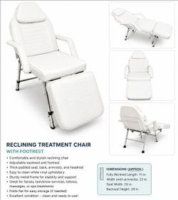Reclining chair for aesthetician or tattoo artist