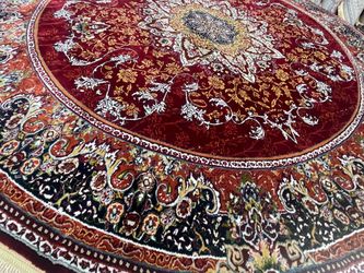 Round Persian-Style Floral Area Rug