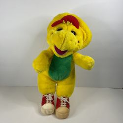 Vintage 1994 Barney & Friends BJ The Dinosaur Yellow Plush Stuffed 13” Shoes Toy