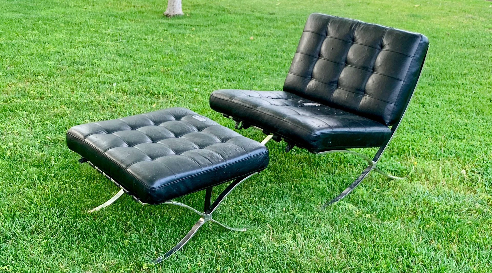 MOR Furniture Barcelona Mid Century Style Chair & Ottoman Set 