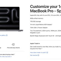 MacBook Pro 14 Inch M3 Chip 1TB