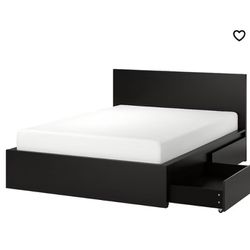 Queen IKEA Malm Bed frame With 4 Storage Drawers