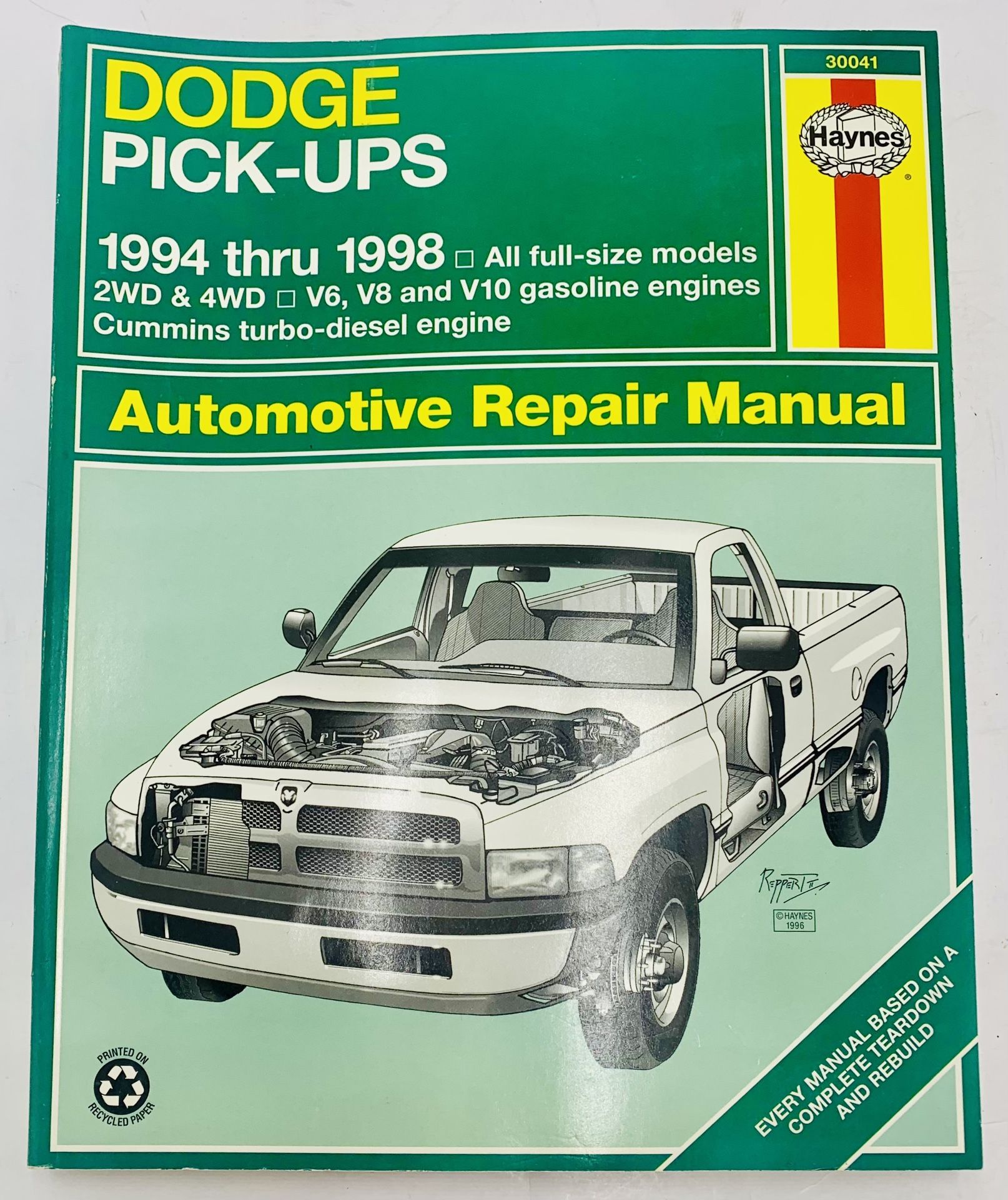 HAYNES REPAIR MANUAL 30041 Dodge Pick Ups 1994 Thru 2001 Complete Repair Manual