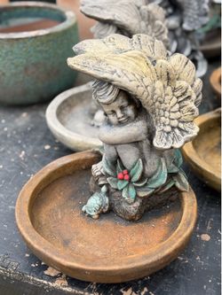 Concrete Angel Birdbath
