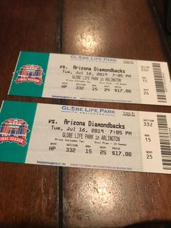 Rangers tickets for sell. $17 for 2 tickets.
