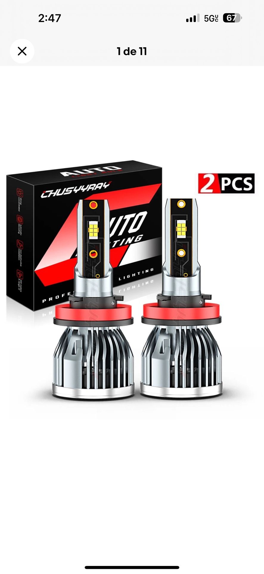 Tengo Luces Led en Color Blanco 6000K Para Todo Tipo De Carros Y Trocas A Muy Buen Precio $45 Cada Par Con 5 Meses De Garantía