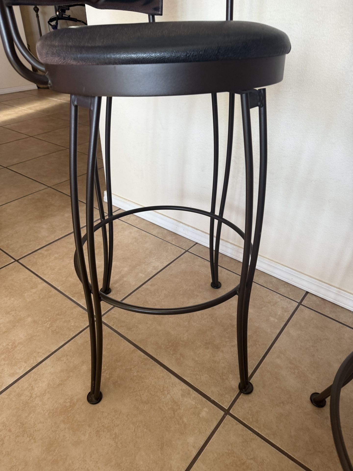 30” Bar Stools $80/each - Leather And Wrought Iron