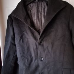 Men's Black Wool Coat Jacket