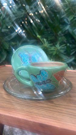 Mexican Clay Cup and Saucer