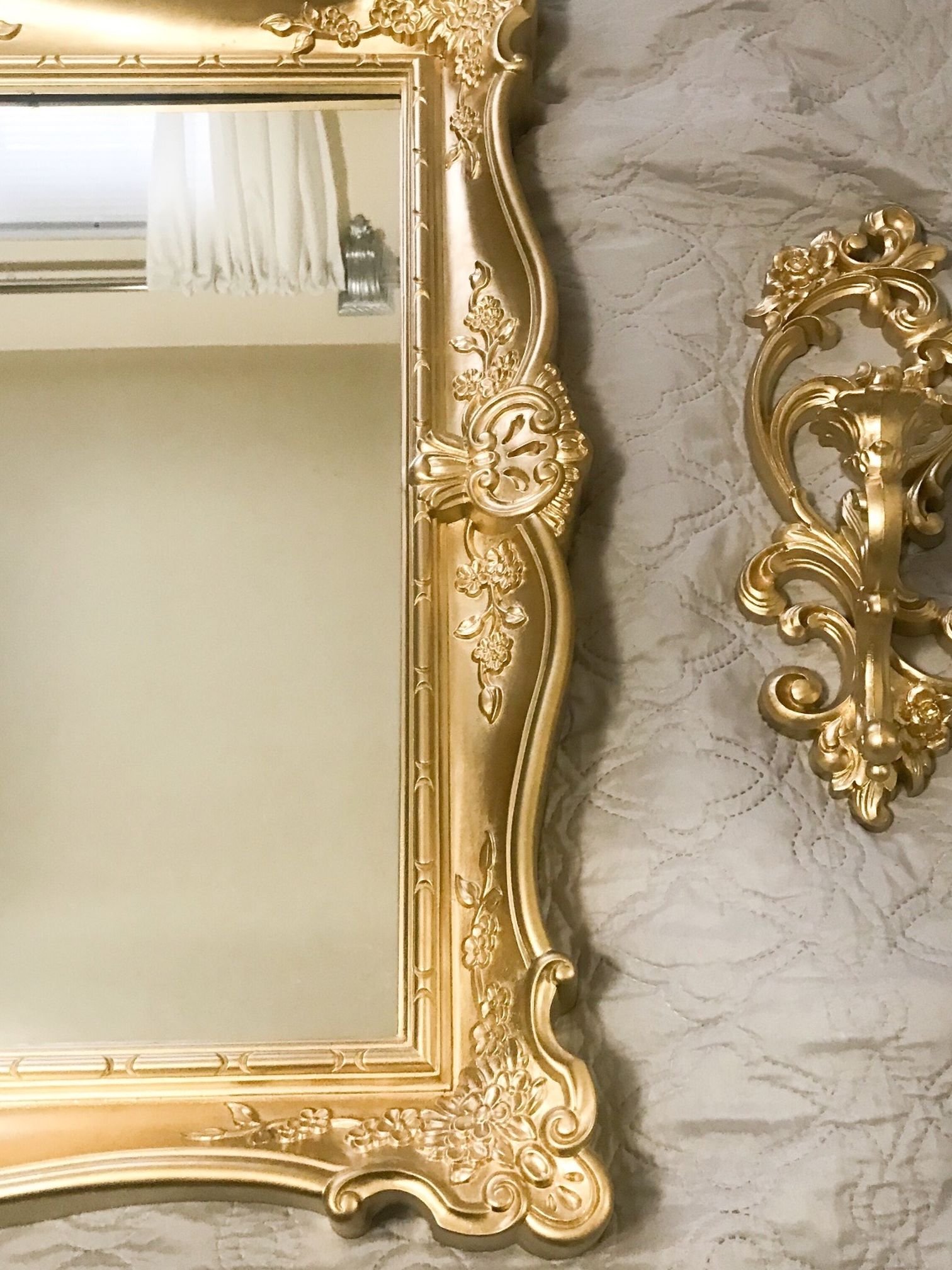 Gold Mirror And 2 Candleholders. PPU