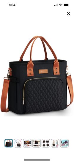 Insulated Lunch Bags for Women, Large Bottle Holder Bag for Picnic(Black)