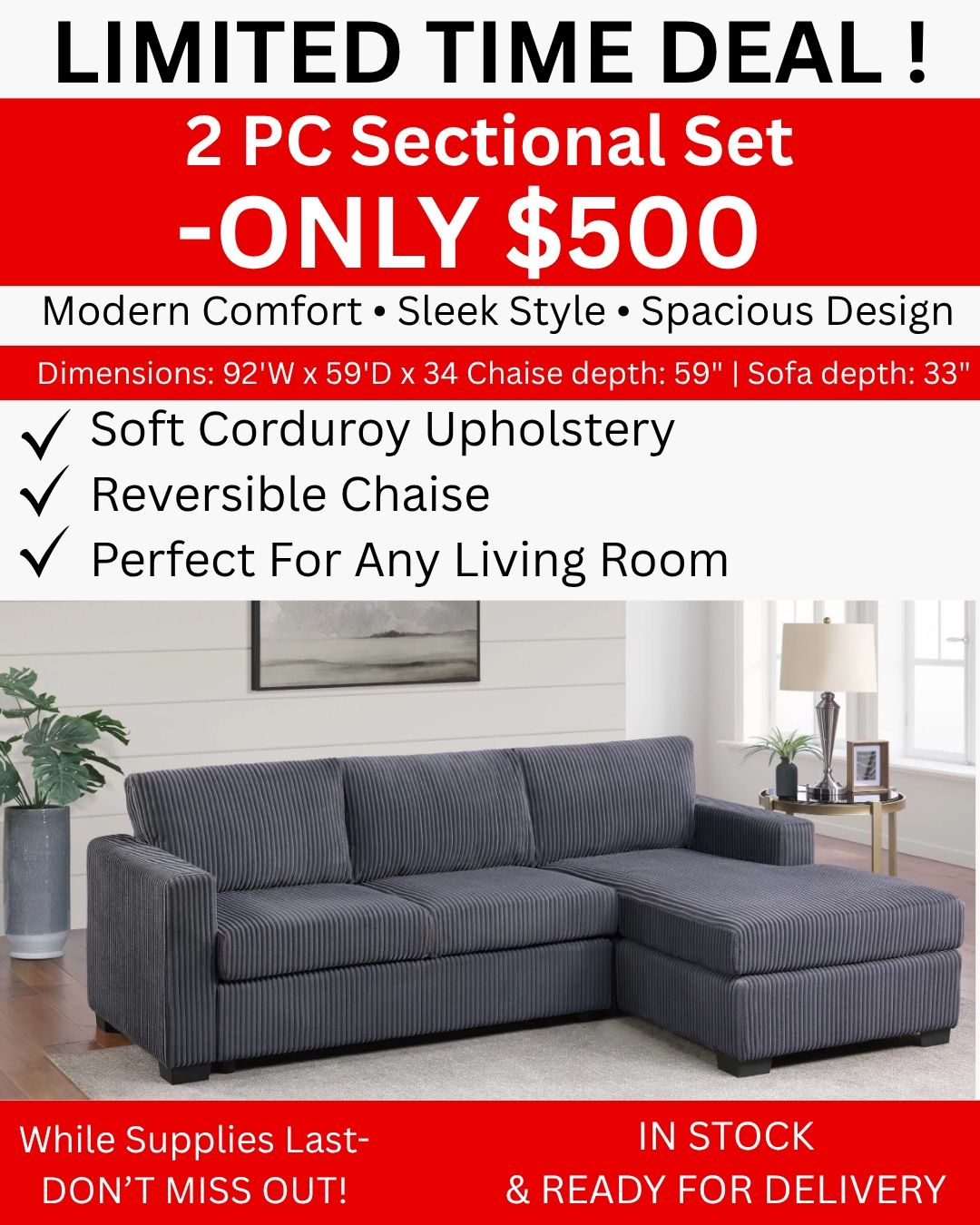 2 Pc Sectional Set