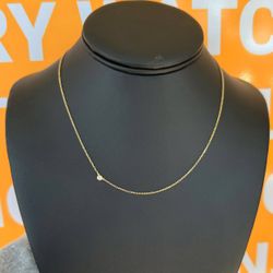 Jewelry New 14k yellow gold solid paper clip natural  diamond 0.11CTW chain necklace 17.00” 0.70mm