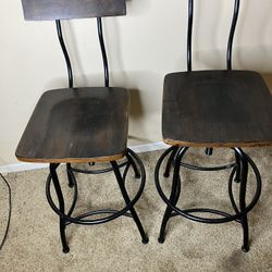 Pair Of Adjustable Height Swivel Stools 