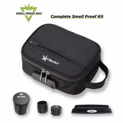 Smell Proof Bag with Two Stash Container and Rolling Machine - Air and Water Resistant Smoking Accessories Air Lock Box, Grinder and Herb with Combina