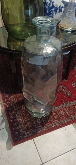 Large Heavy Faceted Floor Vase