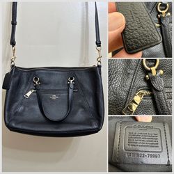 Michael Kors Prairie Satchel Black Leather Zip Top Crossbody Shoulder Bag