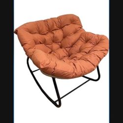 LITFAD Modern Rocking Chair with Upholstered and Black Metal Frame Stylish Lounge Chair for Living Room, Bedroom, Balcony - Orange 31" L x 41.5" W x 1
