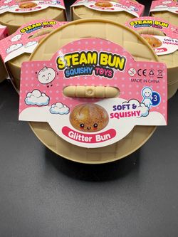 Steam Bun Squishy Toys Large Glitter Bun Squeezable Stress Reliever