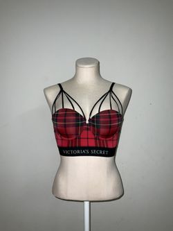 Victoria’s Secret X Balmain Limited Edition Red Plaid Strappy Bra/Corset Sz 34B