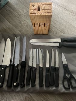 Complete Kitchen Knife Set with Block and Sharpener