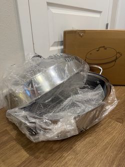 New 22” Stainless Steel Roasting Pan With Lid