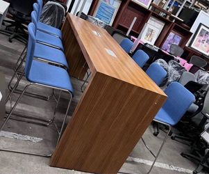 MCM  Davis Conference Tables Working Stations w/ Power Outlet & Gunlocke Solid Wood Credenza Cabinet