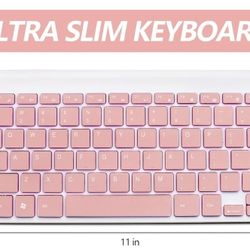 Compact Silent Wireless Keyboard, 2.4G, Ultra-Slim and Sleek Design for Windows, Computer, Desktop, PC, Laptop, Notebook (GHKM03 Pink)