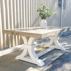 Custom Dining Table Farmhouse Country French Modern Rustic Solid Wood Set Restoration Hardware Insp Bench Hand Built Round Oval Counter Breakfast  