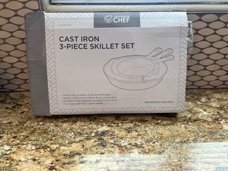Commercial CHEF CAST IRON 3 - PIECE SKILLET SET
