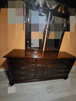 solid wood dressing table with double mirror.