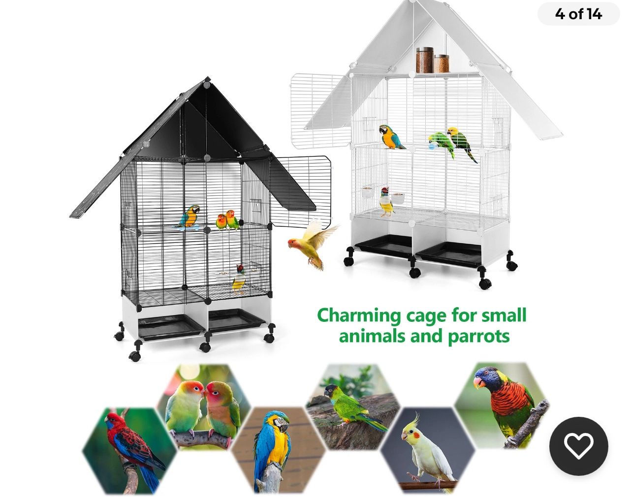Bird Parrot Cage Chinchilla Cockatiel Conure Large Cockatiel House Rolling Wheel