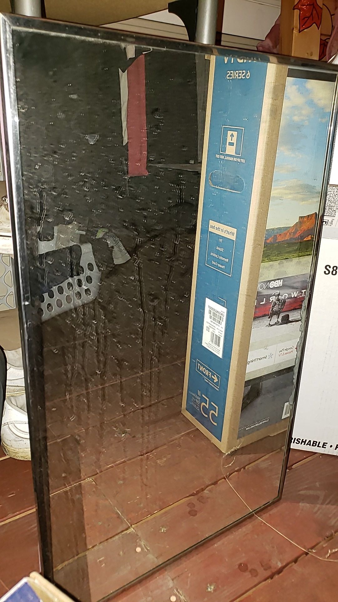 Medicine cabinet mirror in wall