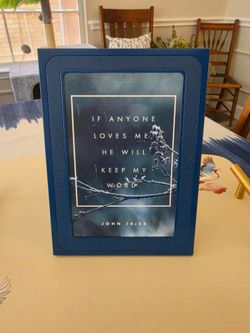 Blue Freestanding Easel Back Picture Frame John 14:23 Print