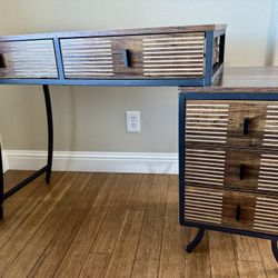 Wood Computer Desk, 55" Home Office Desk with Drawer Cabinet New!