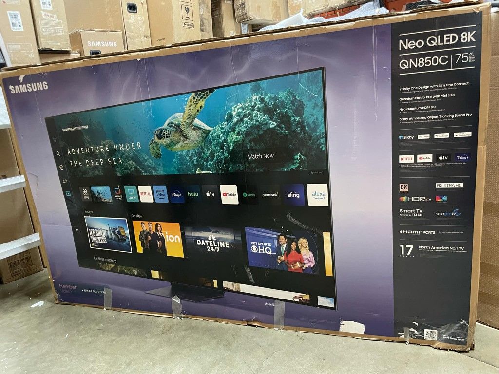 SAMSUNG 75-Inch Class Neo QLED 8K QN850C Series Mini LED Quantum HDR Smart TV with Ultra Slim Design, Dolby Atmos, Object Tracking Sound+, Q-Symphony