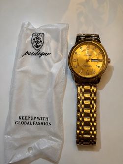 Poedagar Gold Stainless Steel Watch – New with Pouch