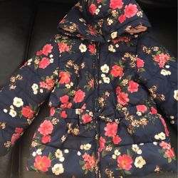 3T  Girl Floral Jacket Coat With Fleece 