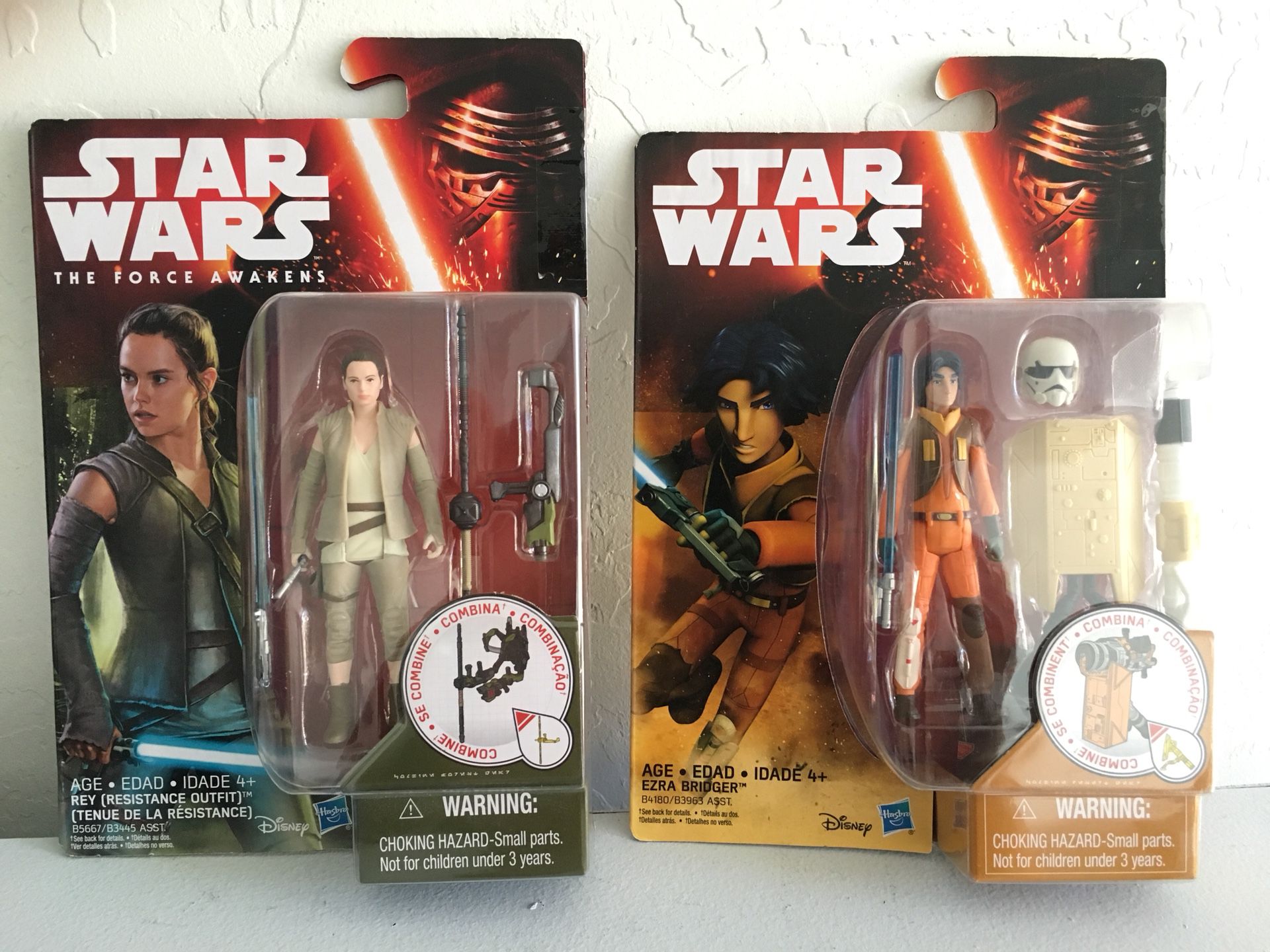 ($4 for Both) NEW Star Wars Rey (Resistance Outfit) & Ezra Bridger Figures/ Toys, Hasbro, Disney