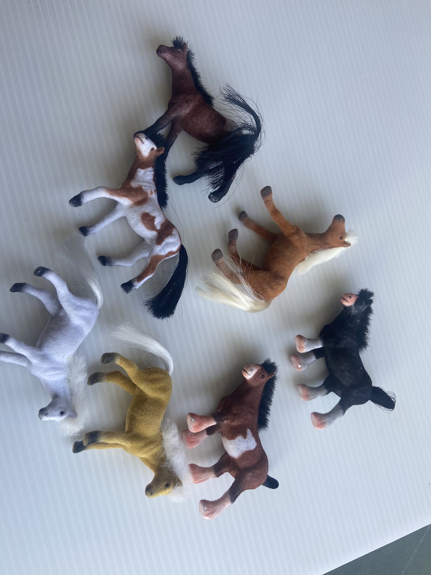 Small Flocked Toy Horses