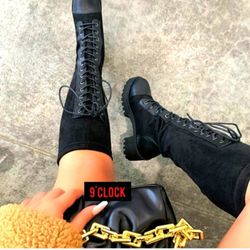 Just In  Marueco Knee High Boot - Black combat