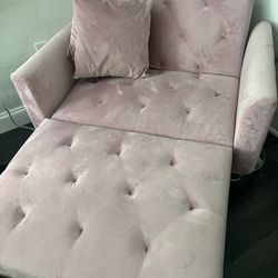 Pink Chair With Ottoman