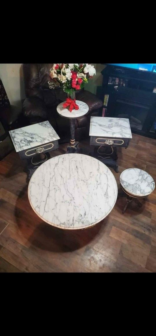 Marble/Mahegany  Coffee Table & Side Tables