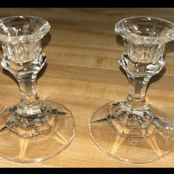 Vintage Glass Candlestick Holders Rare Find
