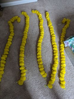 Yellow Marigold Flower Garlands Set of 4