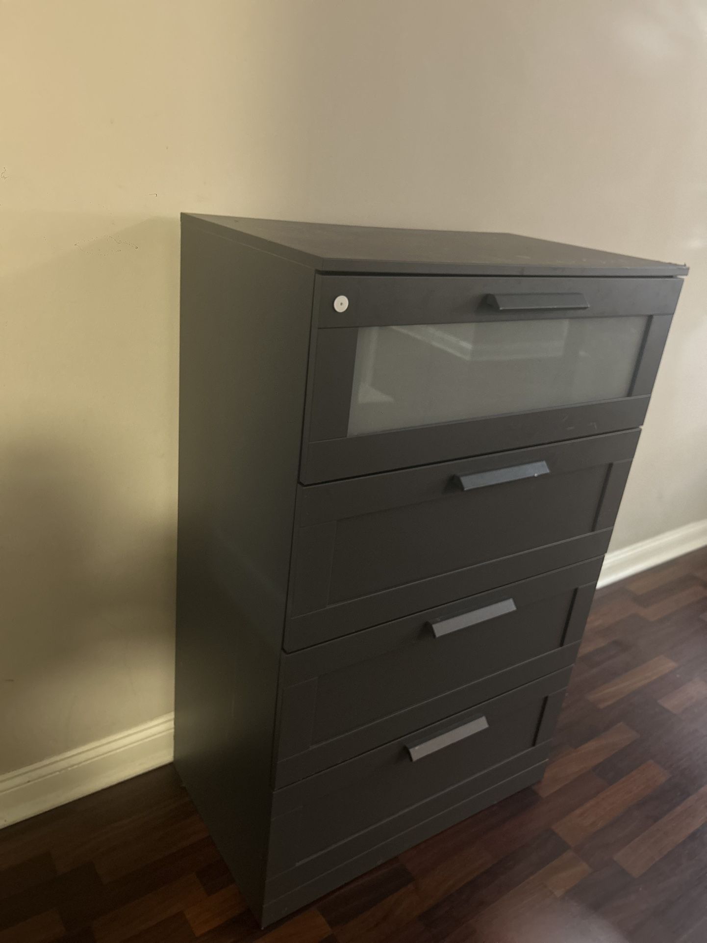4-drawer dresser, gray/frosted glass, 30 3/4x48 7/8 "
