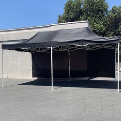 (NEW) $205 Heavy-Duty Canopy 10x20 ft with (2 Sidewalls), EZ Popup Outdoor Gazebo, Carry Bag (Red or Blue) 