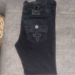 All Black Rock Revival Jeans 32x32 straight